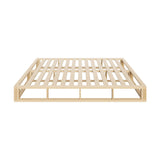 Oikiture Wooden Bed Frame Double Size Cage-like Base - Close-Up Angle