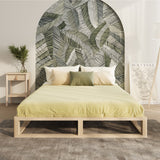 Oikiture Wooden Bed Frame Double Size Cage-like Base - Side View