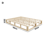 Oikiture Wooden Bed Frame Double Size Cage-like Base - Rear View