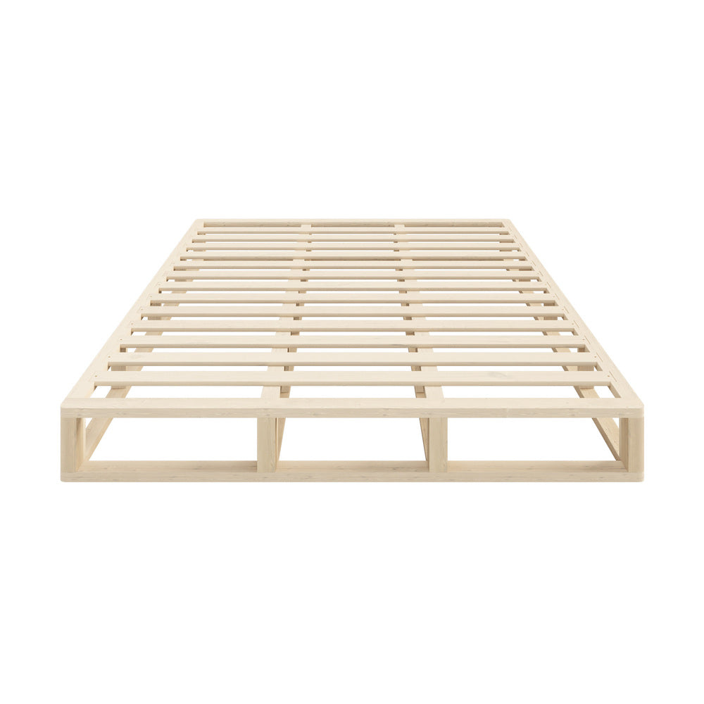 Oikiture Wooden Bed Frame King Size Cage-like Base