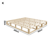 Oikiture Wooden Bed Frame King Size Cage-like Base - Side View