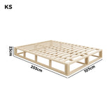 Oikiture Wooden Bed Frame King Single Cage-like Base - Side View