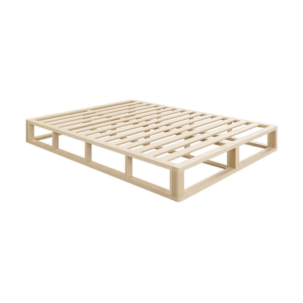 Oikiture Wooden Bed Frame Queen Size Cage-like Base
