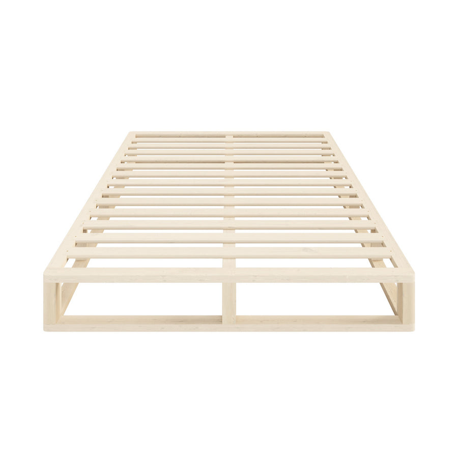 Oikiture Wooden Bed Frame Queen Size Cage-like Base