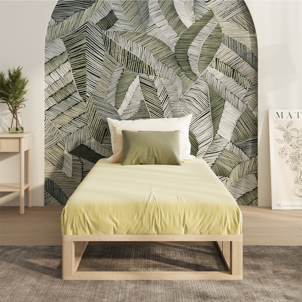 Oikiture Wooden Bed Frame Single Size Cage-like Base