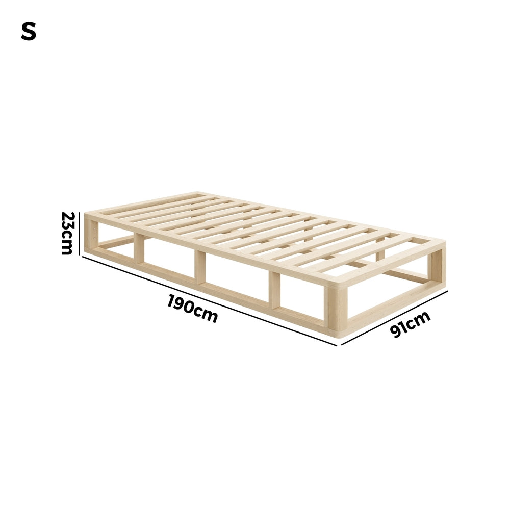 Oikiture Wooden Bed Frame Single Size Cage-like Base