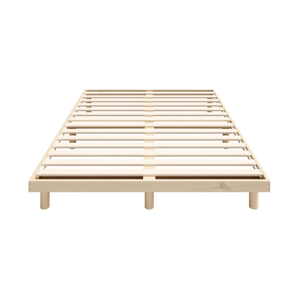 Oikiture Bed Frame Double Size Bed Base Solid Wood Slats