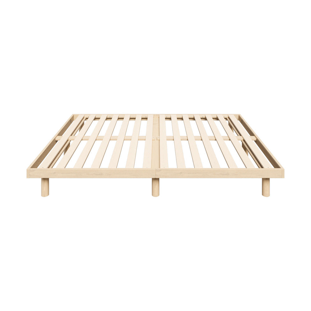 Oikiture Bed Frame Double Size Bed Base Solid Wood Slats