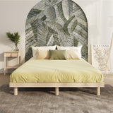 Oikiture Bed Frame Double Size Bed Base Solid Wood Slats - 45-Degree Angle