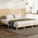 Oikiture Bed Frame King Size Bed Base Solid Wood Slats - Close-Up Angle