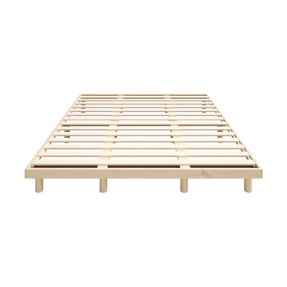 Oikiture Bed Frame King Size Bed Base Solid Wood Slats