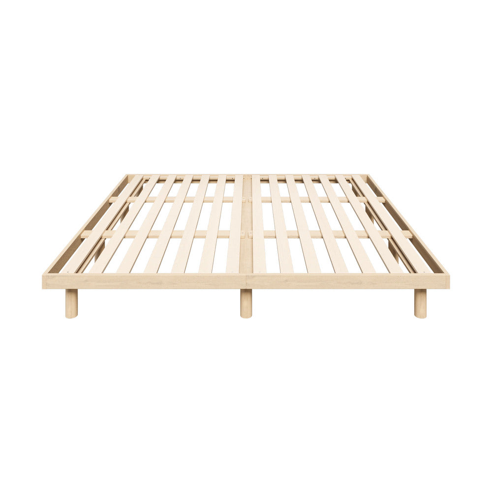 Oikiture Bed Frame King Size Bed Base Solid Wood Slats