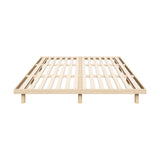Oikiture Bed Frame King Size Bed Base Solid Wood Slats - Low Angle