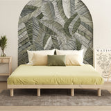 Oikiture Bed Frame King Size Bed Base Solid Wood Slats