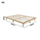 Oikiture Bed Frame King Single Bed Base Solid Wood Slats - 45-Degree Angle