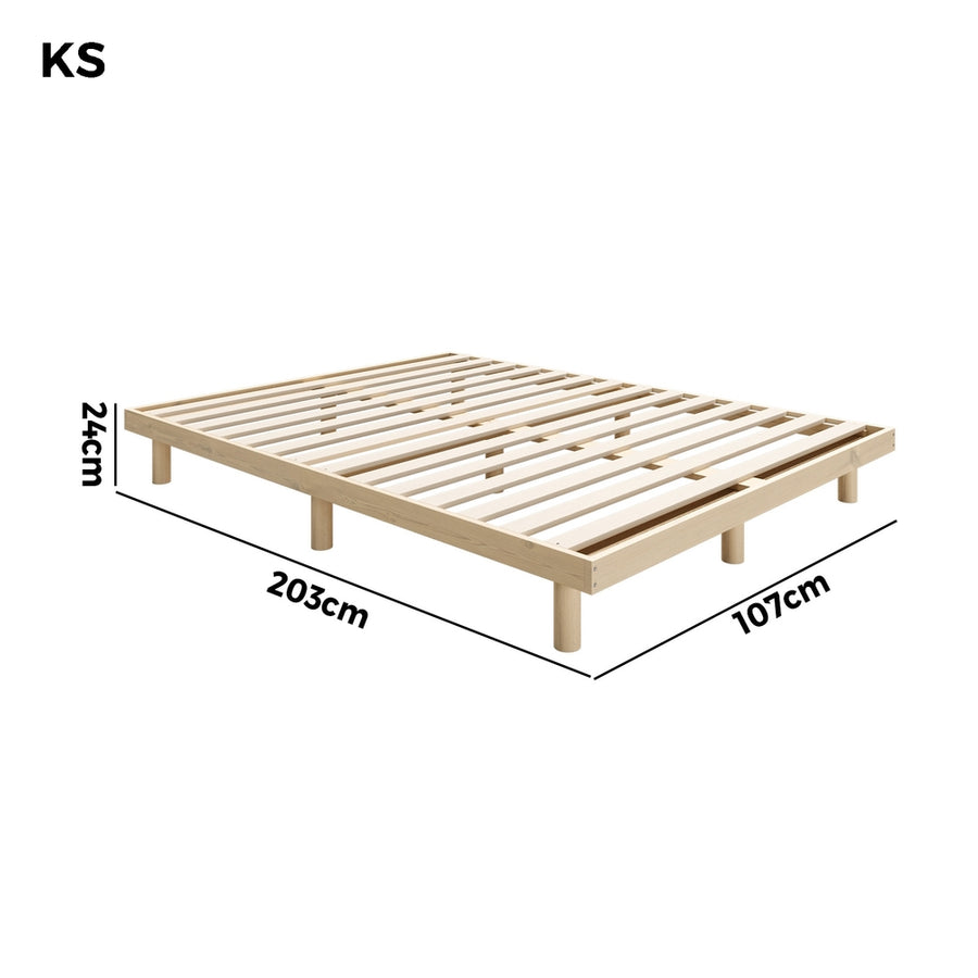 Oikiture Bed Frame King Single Bed Base Solid Wood Slats
