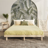 Oikiture Bed Frame Queen Size Bed Base Solid Wood Slats - Rear View