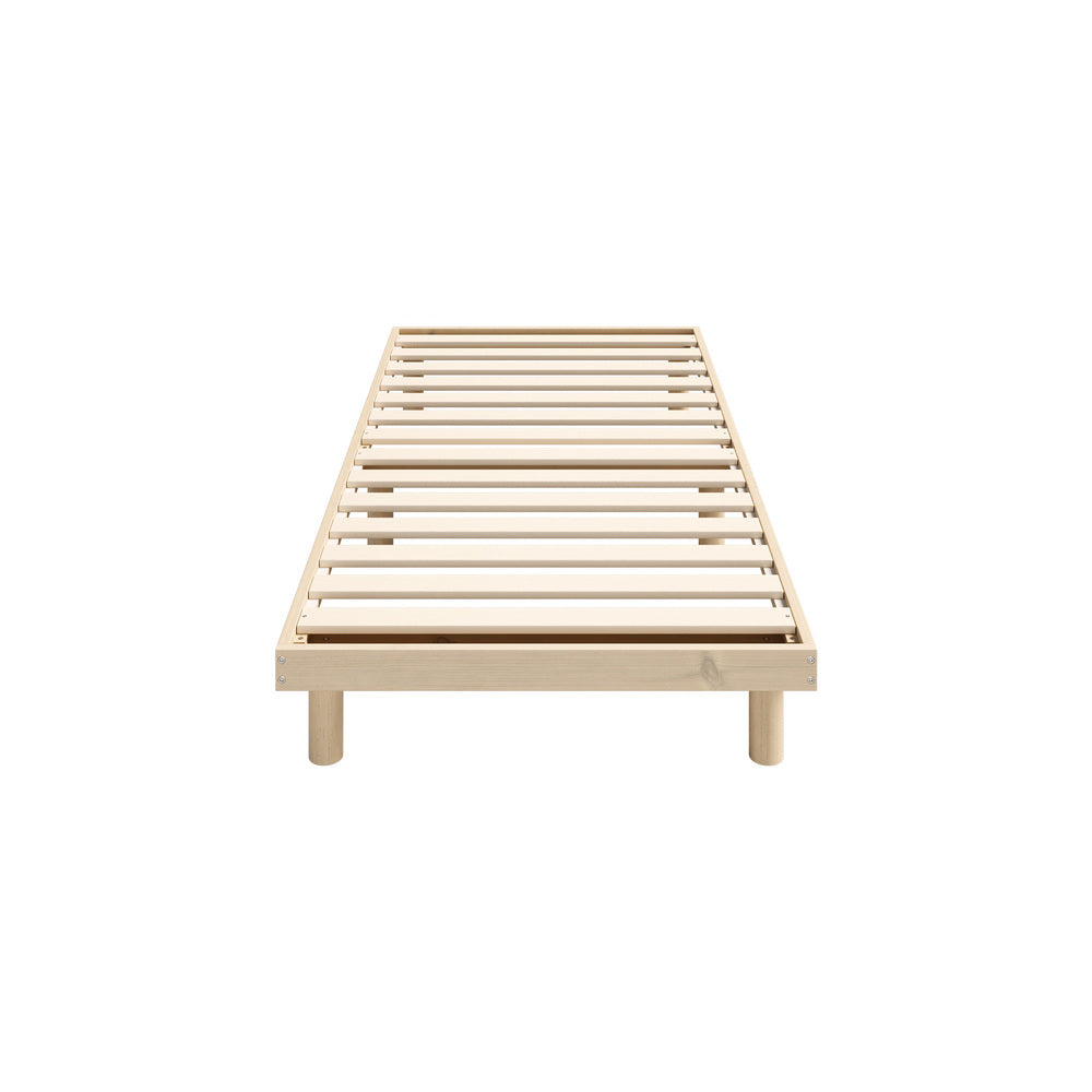 Oikiture Bed Frame Single Size Bed Base Solid Wood Slats