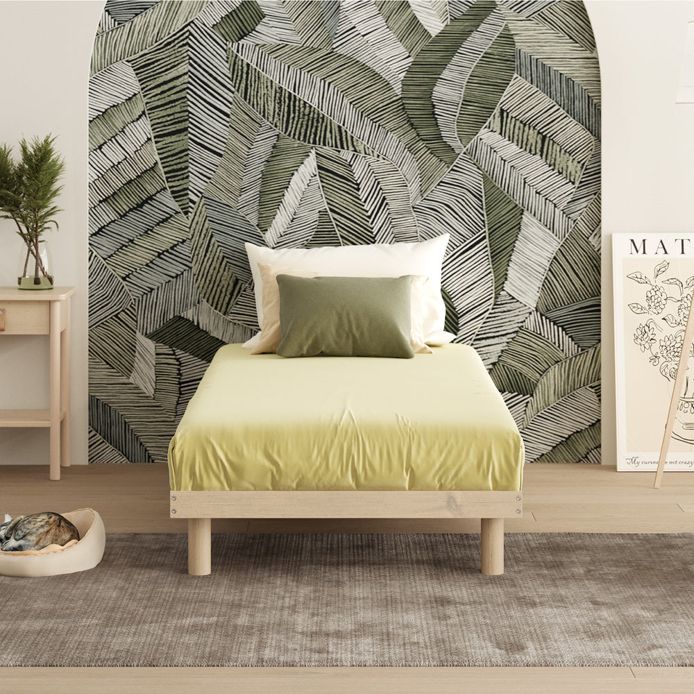 Oikiture Bed Frame Single Size Bed Base Solid Wood Slats
