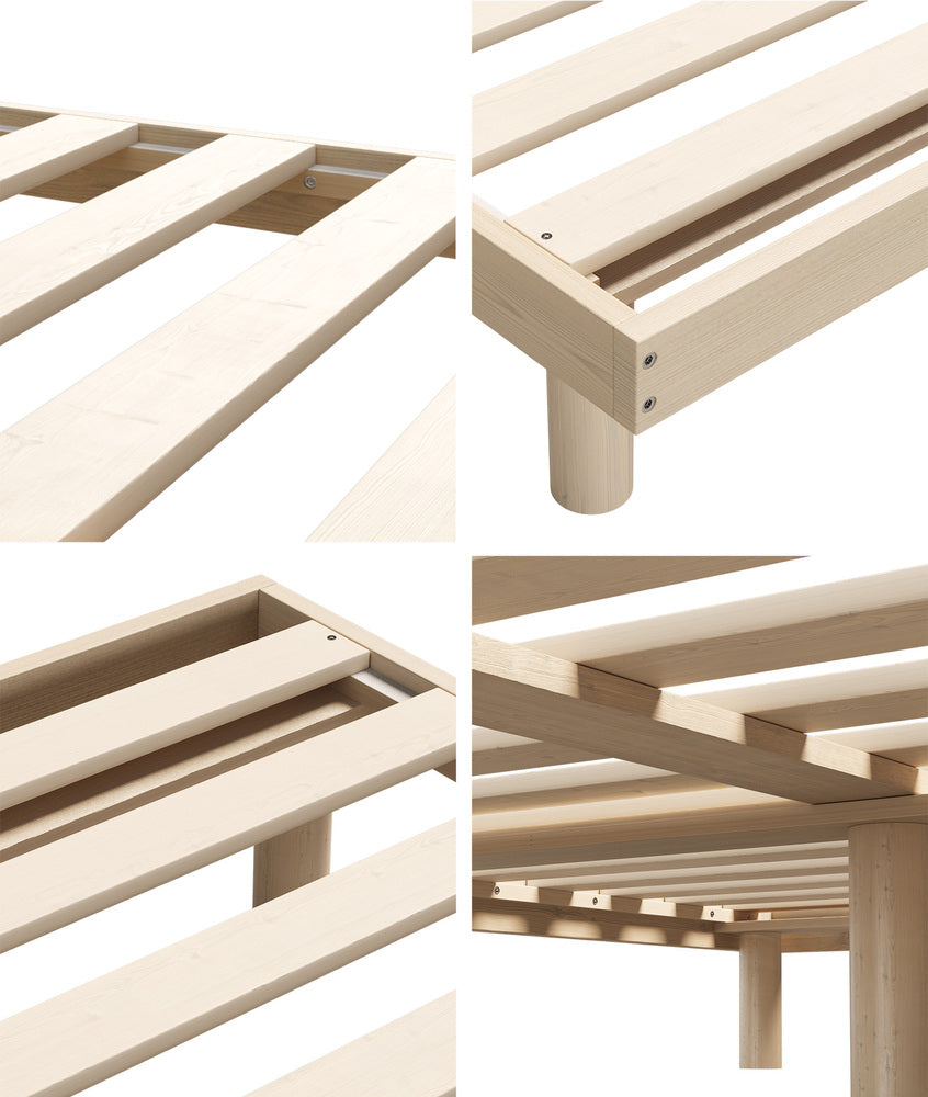 Oikiture Bed Frame Single Size Bed Base Solid Wood Slats