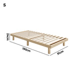 Oikiture Bed Frame Single Size Bed Base Solid Wood Slats - Low Angle