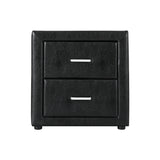 Artiss Bedside Table 2 Drawers Side Table Leather - CADEN Black - Side View