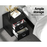 Artiss Bedside Table 2 Drawers Side Table Leather - CADEN Black - 45-Degree Angle