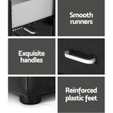 Artiss Bedside Table 2 Drawers Side Table Leather - CADEN Black - Rear View