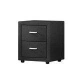 Artiss Bedside Table 2 Drawers Fabric - CADEN Charcoal - Low Angle