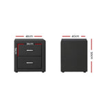 Artiss Bedside Table 2 Drawers Fabric - CADEN Charcoal - Front View