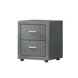 Artiss Bedside Table 2 Drawers Fabric - CADEN Grey - Low Angle