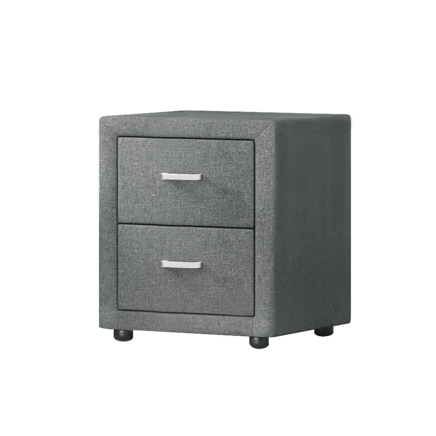Artiss Bedside Table 2 Drawers Fabric - CADEN Grey, image 8
