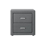 Artiss Bedside Table 2 Drawers Fabric - CADEN Grey, image 3