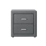 Artiss Bedside Table 2 Drawers Fabric - CADEN Grey - Side View
