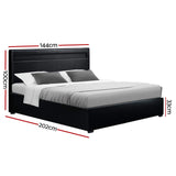 Artiss Bed Frame Double Size LED Gas Lift Black COLE - Side View