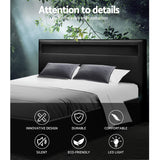 Artiss Bed Frame Double Size LED Gas Lift Black COLE - Top-Down View