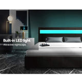 Artiss Bed Frame Double Size LED Gas Lift Black COLE - 45-Degree Angle