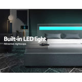 Artiss Bed Frame Double Size LED Gas Lift Grey COLE - 45-Degree Angle