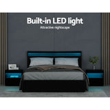 Artiss Bed Frame Queen Size LED Gas Lift Black COLE - Top-Down View