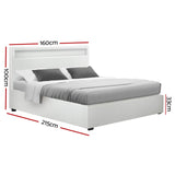 Artiss Bed Frame Queen Size LED Gas Lift White COLE - Side View