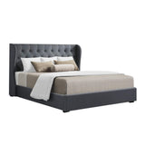 Artiss Bed Frame King Size Gas Lift Charcoal ISSA - Rear View