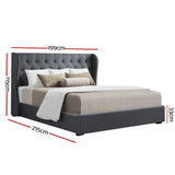 Artiss Bed Frame King Size Gas Lift Charcoal ISSA - Front View