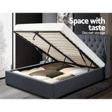 Artiss Bed Frame King Size Gas Lift Charcoal ISSA - 45-Degree Angle