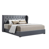 Artiss Bed Frame King Size Gas Lift Grey ISSA - Low Angle