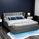 Artiss Bed Frame King Size Gas Lift Grey ISSA - Front View