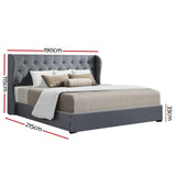 Artiss Bed Frame King Size Gas Lift Grey ISSA - Side View