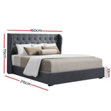 Artiss Bed Frame Queen Size Gas Lift Charcoal ISSA - Side View