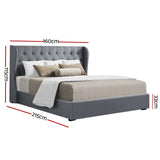 Artiss Bed Frame Queen Size Gas Lift Grey ISSA - Side View