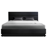 Artiss Bed Frame Double Size LED Gas Lift Black LUMI - Side View