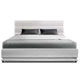 Artiss Bed Frame Double Size LED Gas Lift White LUMI - Side View